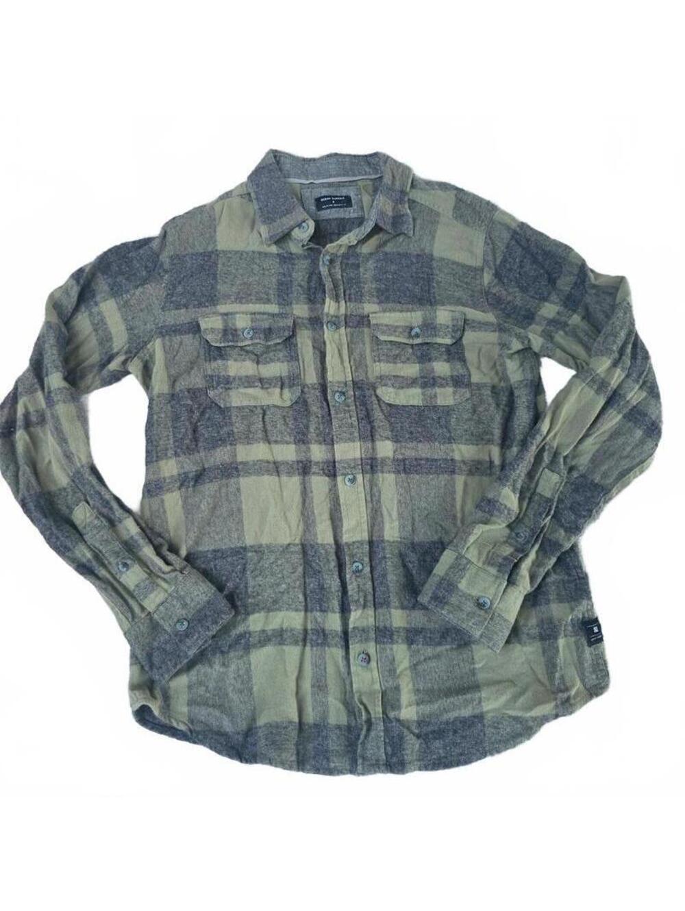 Men's Small 'Ocean Current' Army green and navy flannel